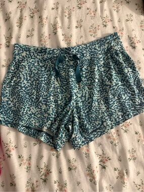 Athleta Teal and Light Blue Printed Lounge Shorts